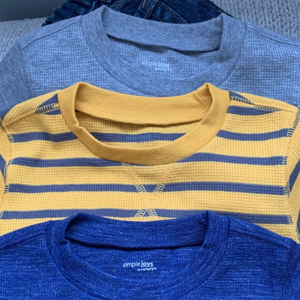 Simple Kids Long Sleeve Tees - Blue, Yellow, Gray